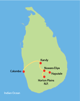 Sri Lanka Tour Route - Ceylon Tea Country